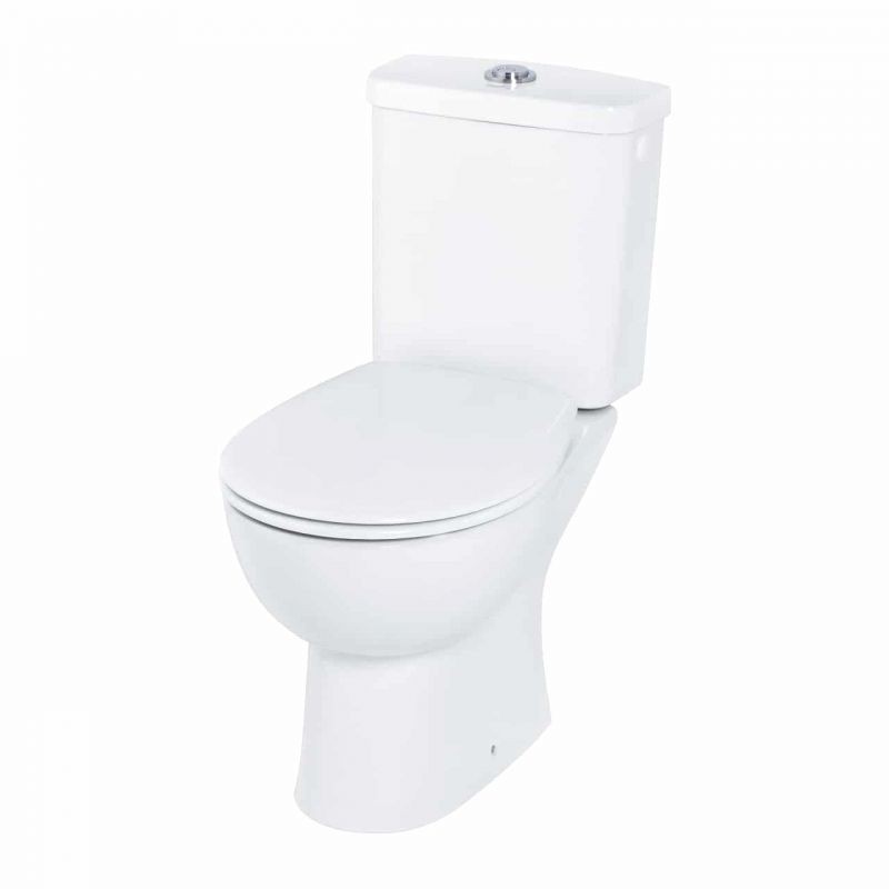 SET VAS WC BAU CERAMIC RIMLESS EVACUARE LATERALA CU REZERVOR ALIMENTARE LATERALA SI CAPAC SOFT-CLOSE, 61.9X36.4